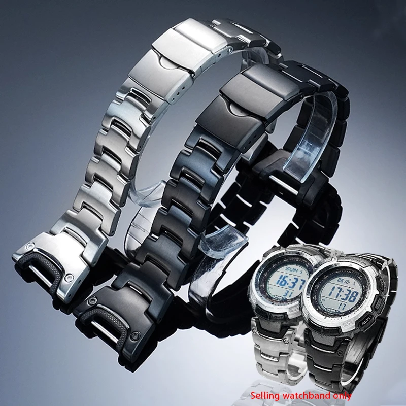 For Casio PROTREK Series PRG-110T/Y PRW-1300Y Modified Titanium Alloy Watch with Black /Steel color Men's Chain Titanium Steel