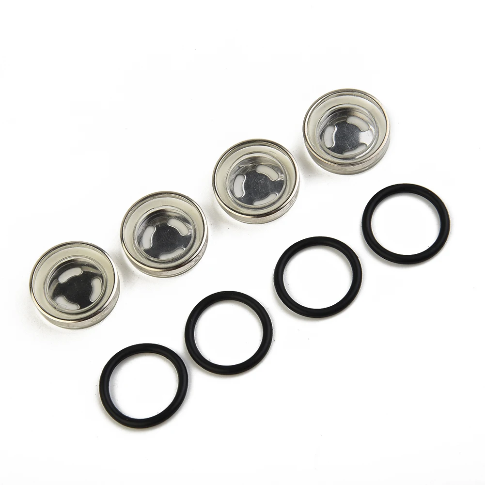 4 Piece 18mm Sight Glass Assembly for Motorcycle Brake Master Cylinder Reservoir with Compatible Sealing Gasket Set