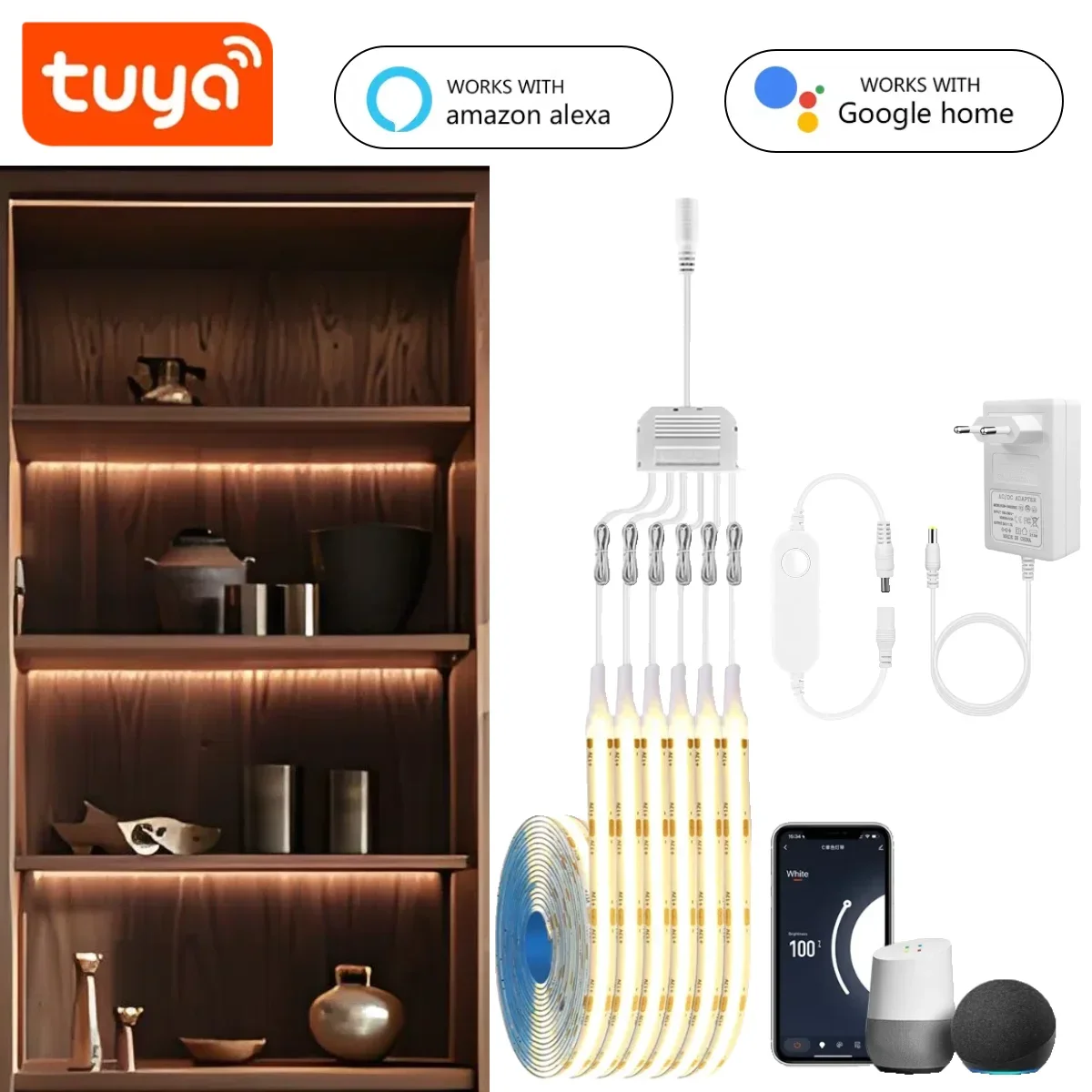 yZ[zTUYA X}[g COB LED O[vƖZbg 1-6  Alexa Echo Plus Google AVX^gAvƘAg LrlbgV[P[Xp