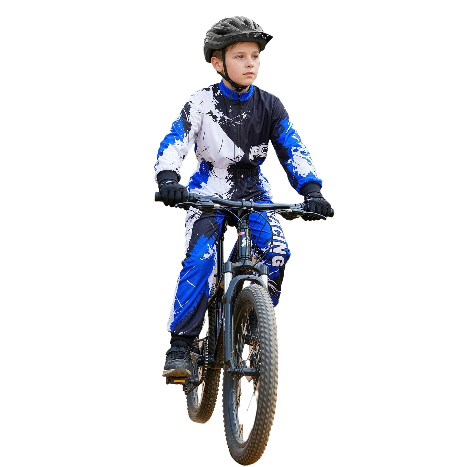 Jungen Motocross-Rennanzug, einteiliger Dirt-Bike-Rennanzug für Kinder, Spritzdruck, Offroad-ATV-Motorrad-Fahrkostüm – Detail 11