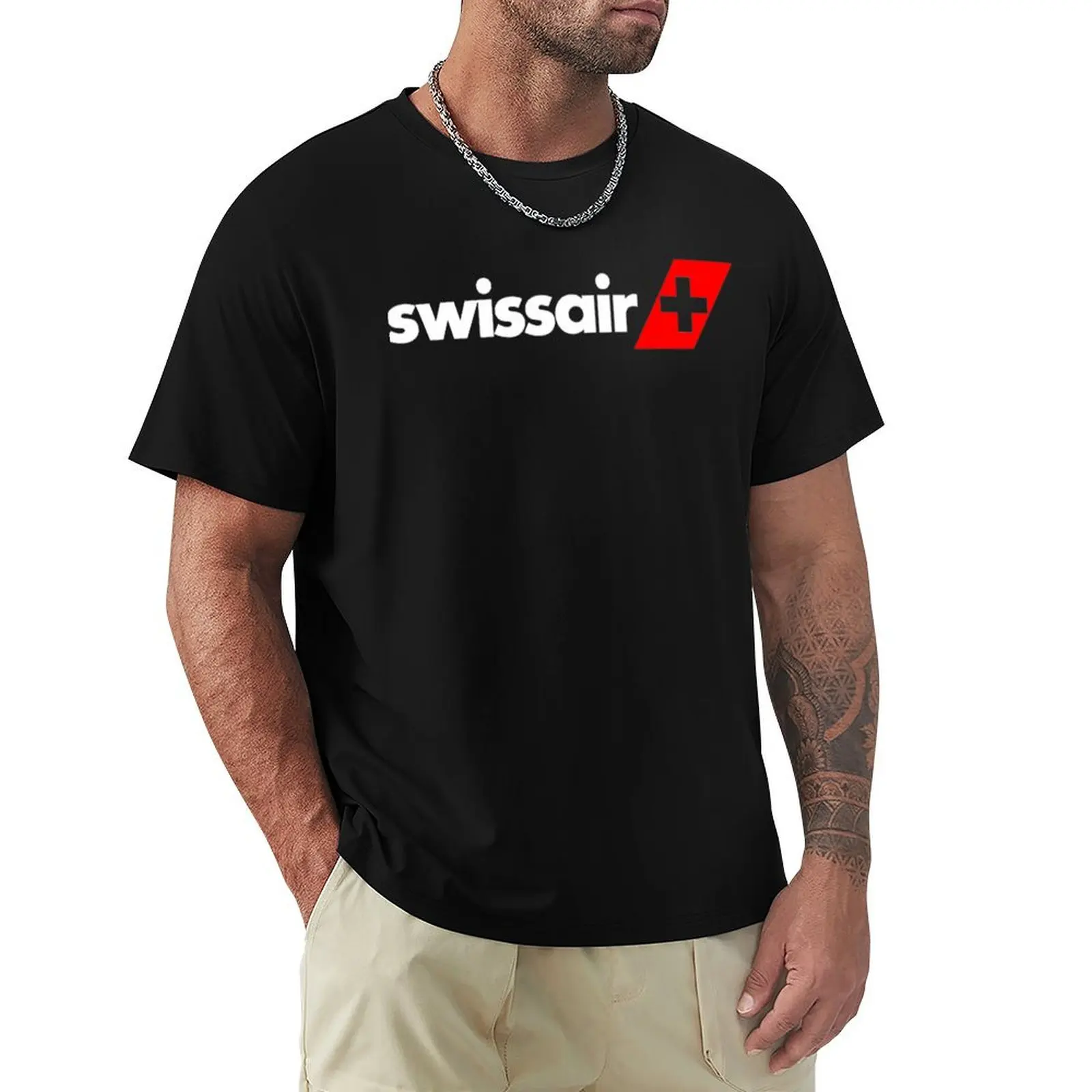 swissair-logo Merchandise T-Shirt Basic Breathable Solid Color T-Shirt