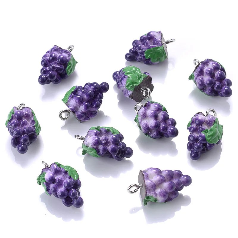 10Pcs/Lot 24 Style Fruit Apple Strawberry Grapes Resin Pendant For DIY Charms Earring Bracelet Necklace Jewelry Making Accessory