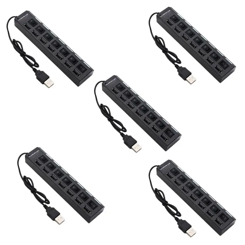 

-[A51I Digital]Usb Hub Extender 7 Port Docking Station 5 Pieces 7 Port Hub Black Andwhite Withswitch Light Hub