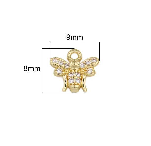 1pcs 14k bee gold plated copper zircon planet pendants DIY Making Earrings Necklaces Jewelry Fittings