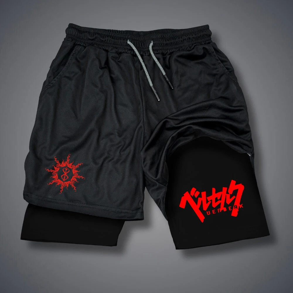 2-in-1-Kompressionsshorts für Herren, Fitnessstudio, Workout, Laufshorts mit Handytaschen, sportliche, schnell trocknende Activewear – Detail 5