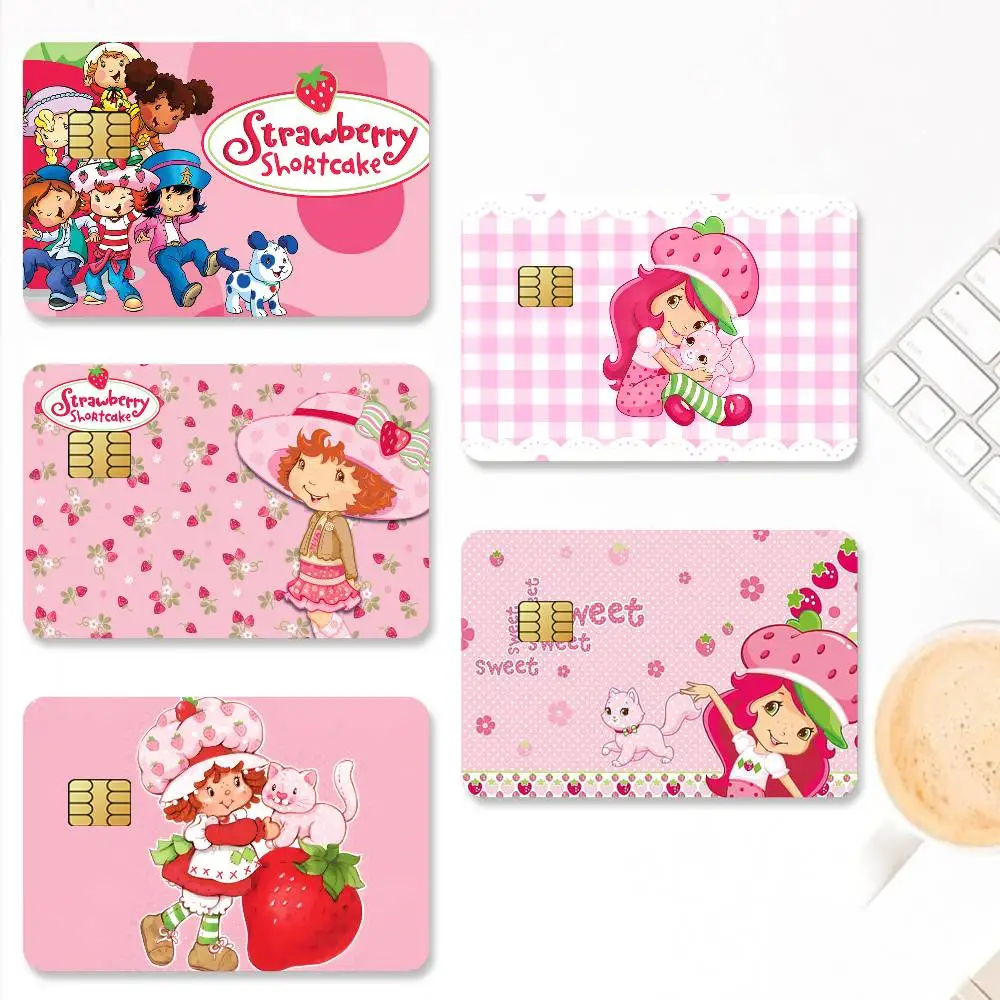 Cute S-strawberry Cartoon S-shortcake-S Credit Card Stickers for Bank Debit Decorative Protection 4PCS Anti-scratch Waterproof