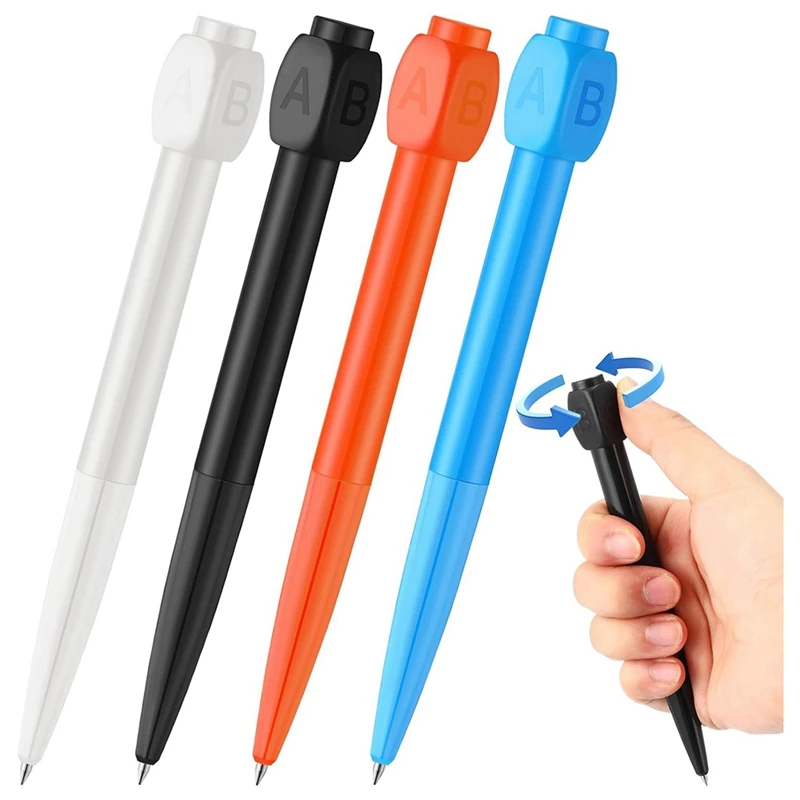 4 Pcs A B C D Rotation Reducer Ballpoint Pens Gadget Stress Relief Pen For Office Easy To Use