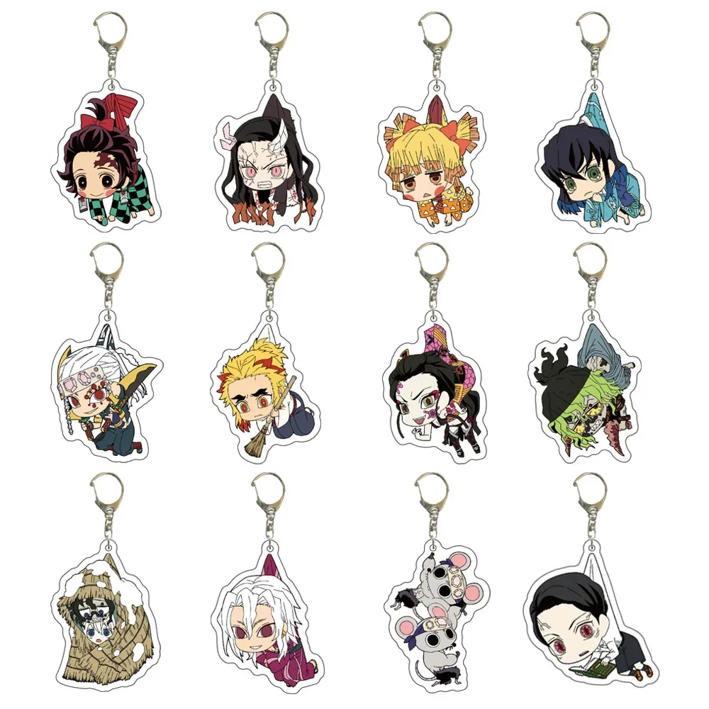 Anime Figure Kamado Tanjirou Kamado Nezuko Agatsuma Zenitsu Key Ring Personality Acrylic Key Chain Model Plate Anime Peripherals