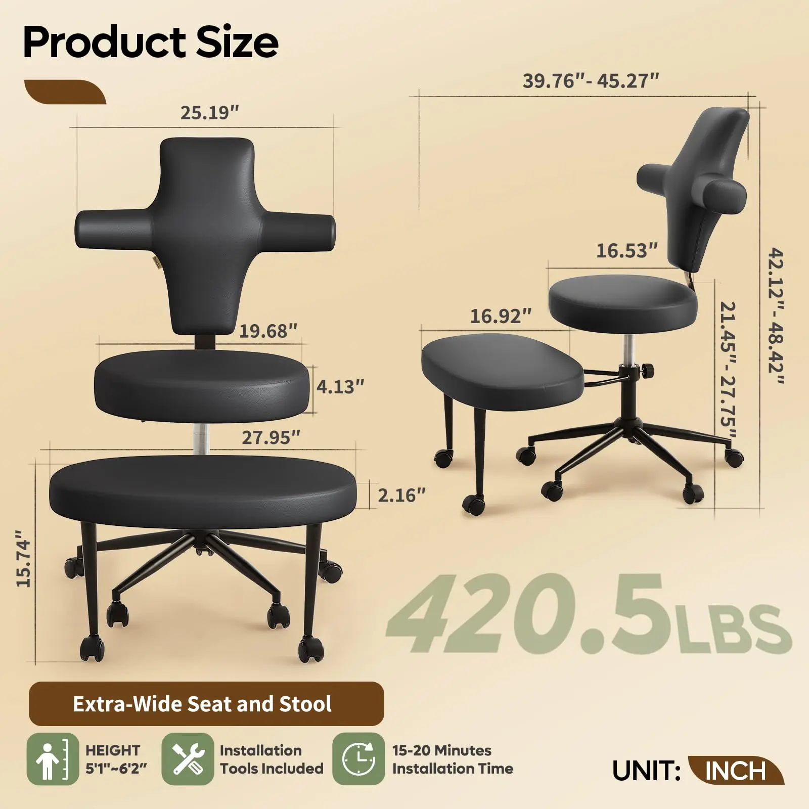 ADHD Cross Legged Office Chair, Swivel Kneeling Meditation Seat