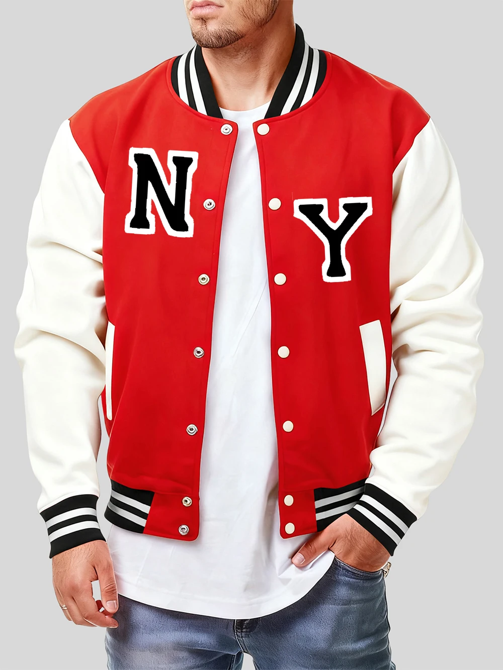 

New York Letter Printing Baseball Jersey Men Street Loose Cotton Coats Winter Fleece Warm Jackets Basics Casual Male Clothes