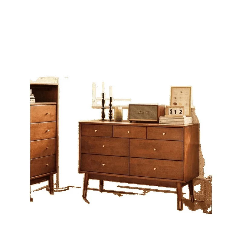 

Retro solid wood chest, bedroom drawer storage, living room entrance cabinet against the wall