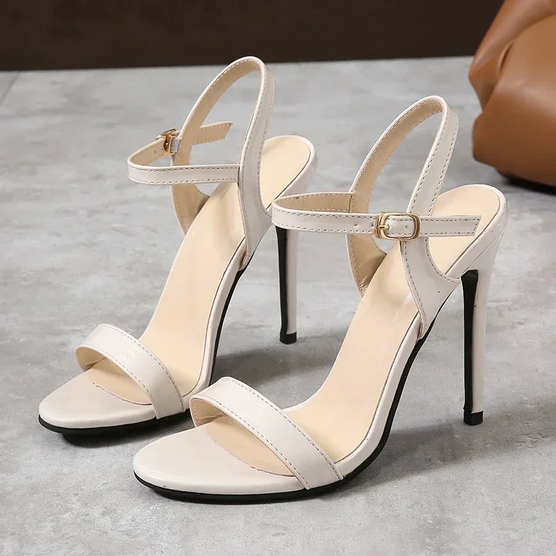 

Summer New Large Size Sandals Comfortable and Fashionable One Word Buckle Open Toe High Heel Stiletto Outdoor Sexy Women's Shoes