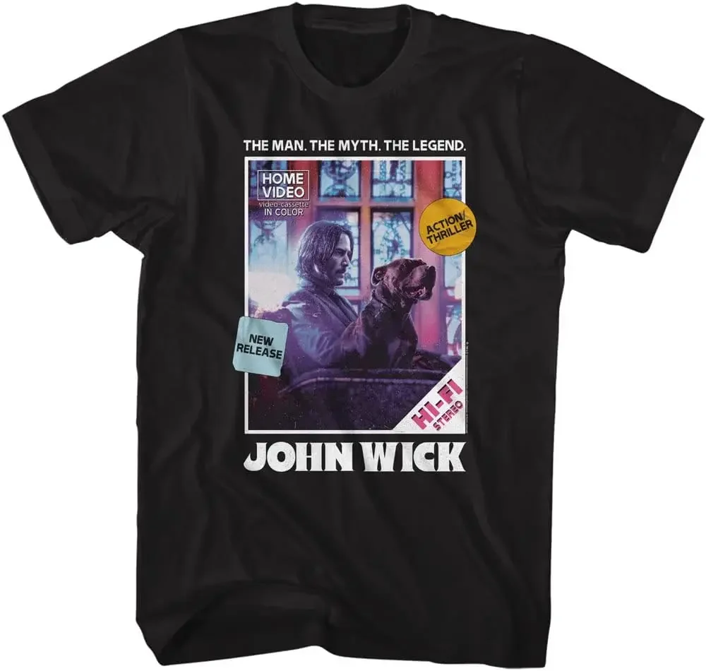 John Wick T Shirt VHS Cover The Man The Myth Black Adult Short Sleeve T Shirts Action Movie Graphic Tees Men