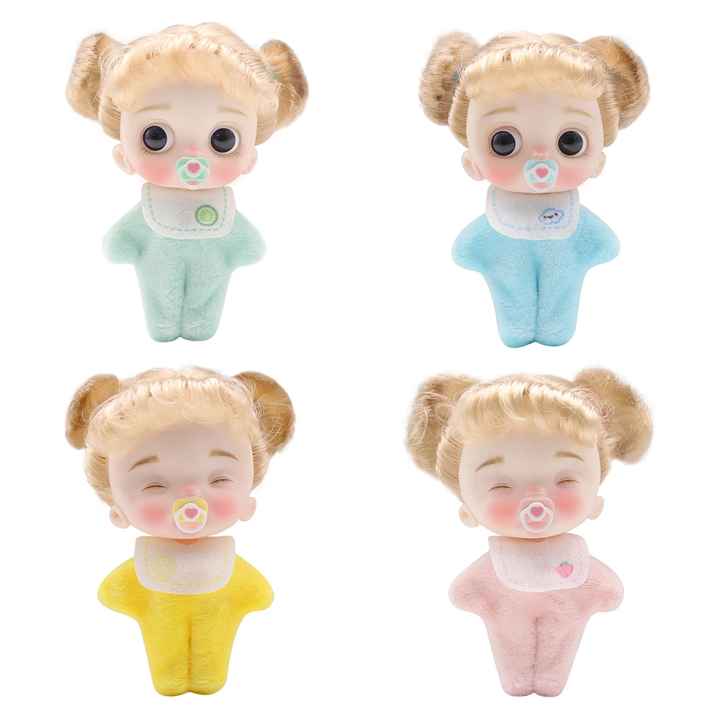 Mini 1/12 Pocket Doll Ball-jointed Boy Girl OB11 Doll With Nipple Curly Wig Cute Face 10cm Surprise Toys Dolls Kid Gift For Girl