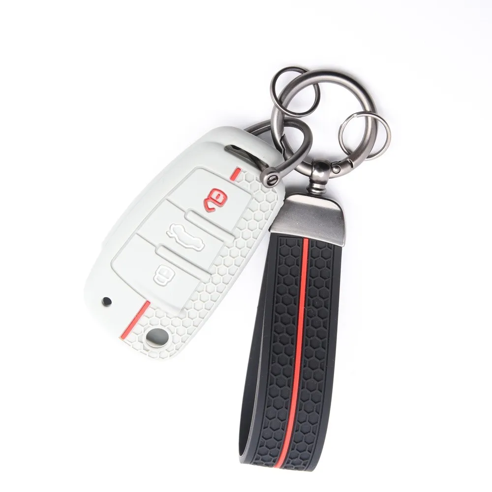 Silicone Key Case Cover Shell for Audi A4 B7 A6 C6 4f 8v A3 8p A1 A3 Accessories Auto Remote Key Holder 3 Button Jacket