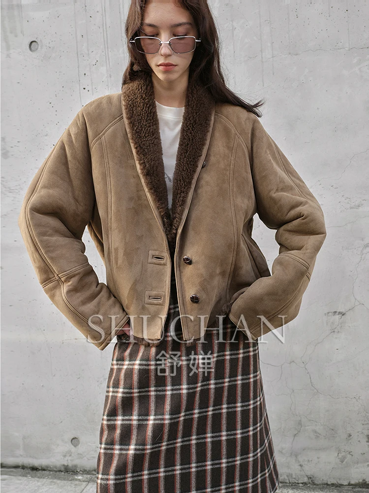 

New2024 Retro Street Spanish Merino Fur Jacket Women Fur Coat Women Double-faced Fur Womens Coat