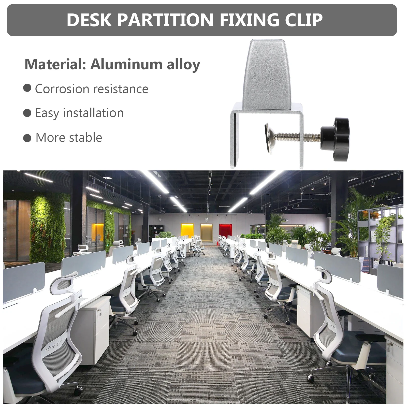 

Desk Divider Clip Adjustable Aluminum Alloy Panel Clamp Rust Proof Privacy Partition Support for Office Home School Sneeze Guard