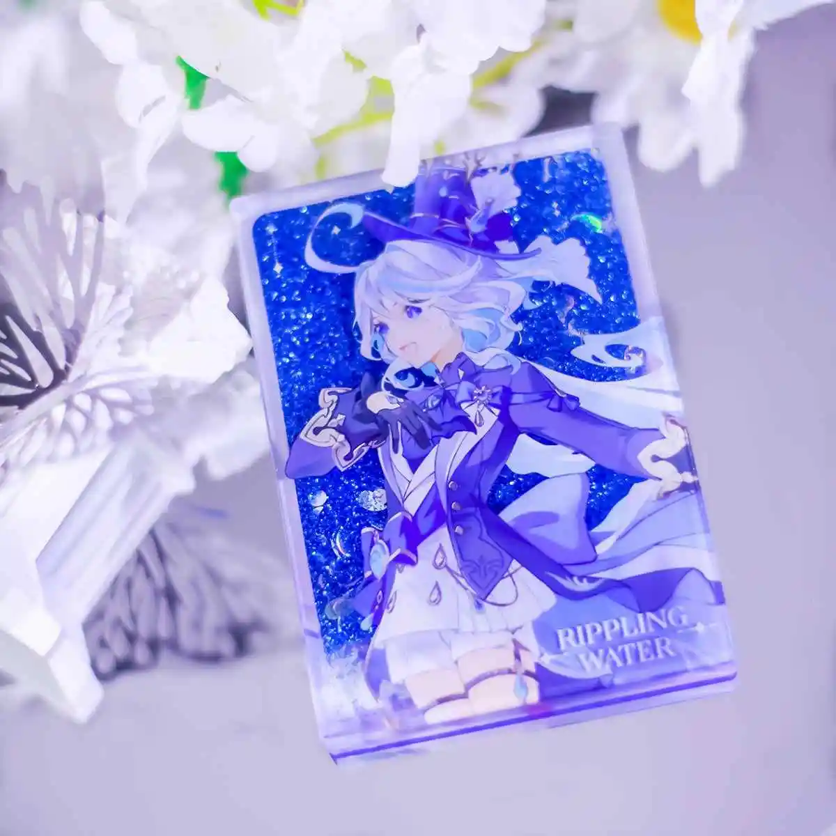 

Game Peripheral Genshin Impact Focalors Furina Acrylic Brick Quicksand Mahjong Cosplay Badge Brocch Pins Desktop Decor Gifts