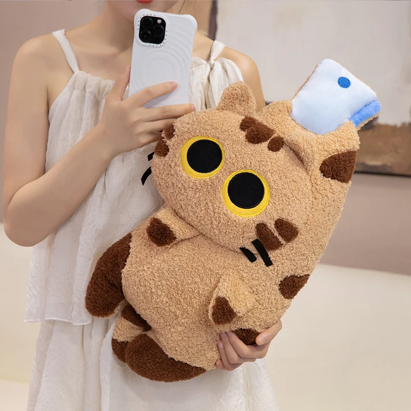 1 szt. 55cm Unikalna pozycja Brązowy Kot Syjamski Pluszowa Zabawka Wypchana Poduszka w Kształcie Kotka z Kwiatami Poduszka do Dekoracji Łóżka