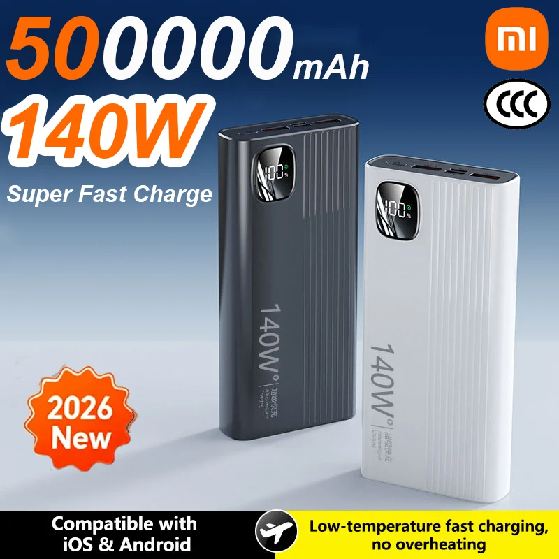 

Портативное зарядное устройство Xiaomi 500000 мАч, 140 Вт, быстрая зарядка, высокая емкость, цифровой дисплей, для iPhone, Samsung, Huawei