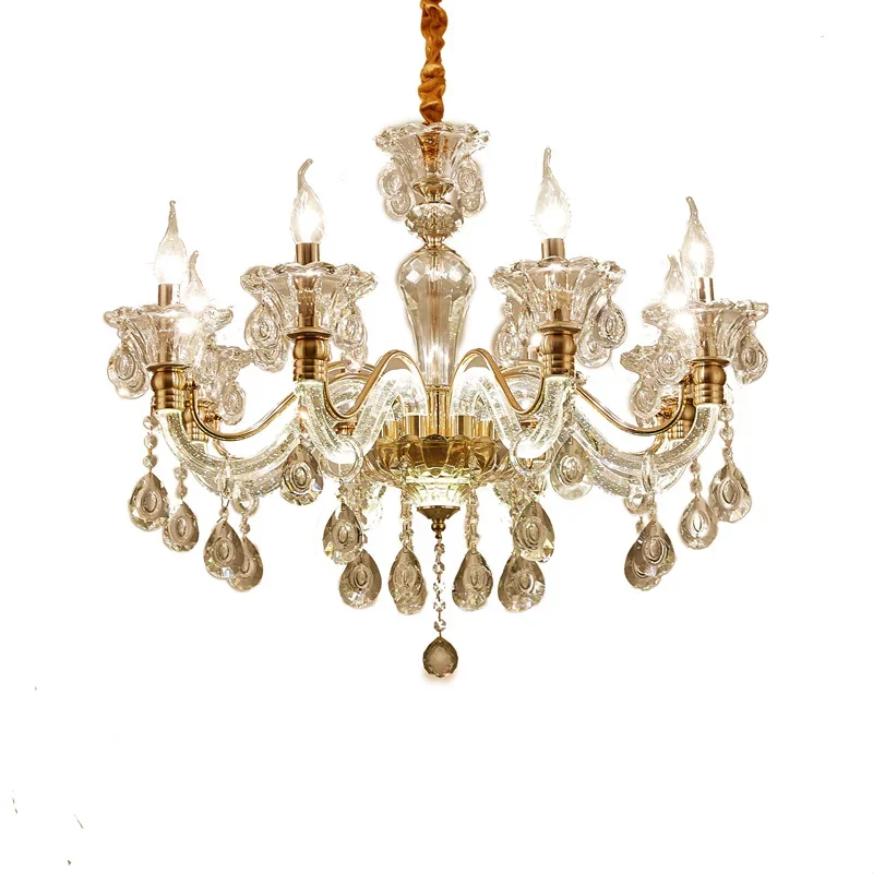 European style luxury luminous crystal chandelier living room dining room bedroom American style creative candle chandelier image 2