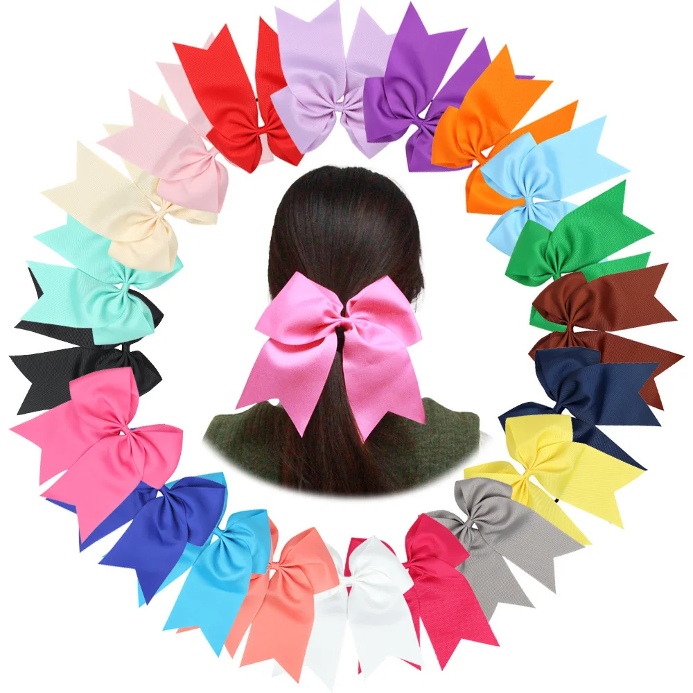 European and American girls big bow headband children's big dovetail solid color rubber band hair accessories baby headgear image 2