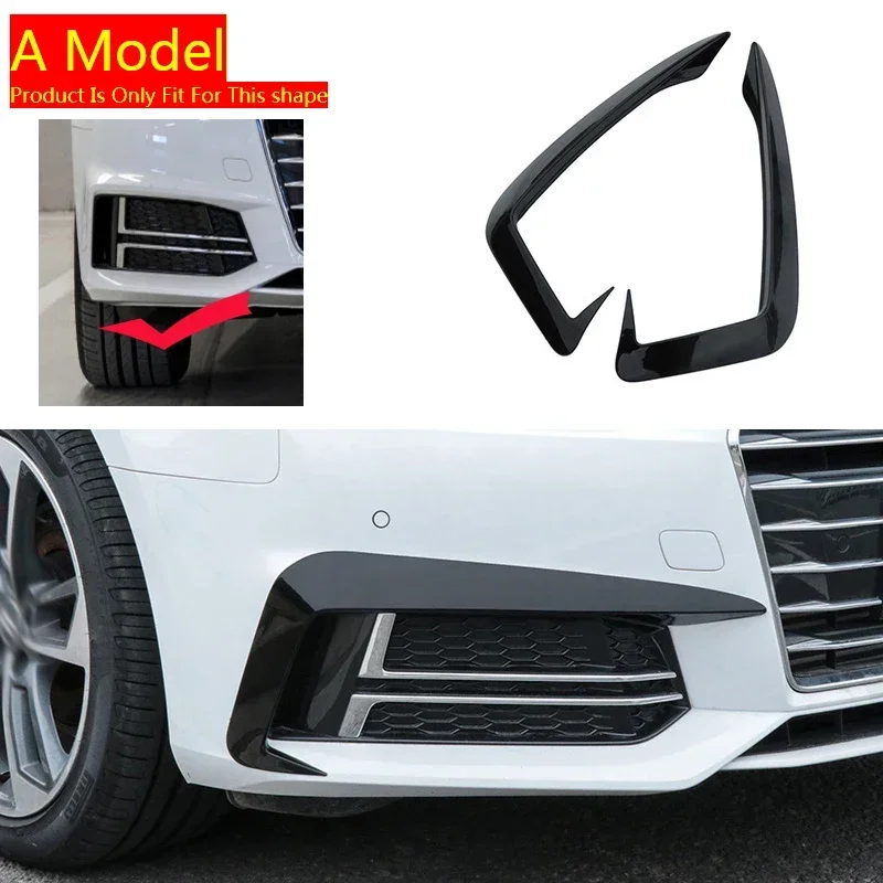 Car Styling Front Fog Lamp Wind Knife Cover Strips Trim For Audi A4 B9 2017-2019 Spoiler Air Knife Exterior Modified Accessories image 3
