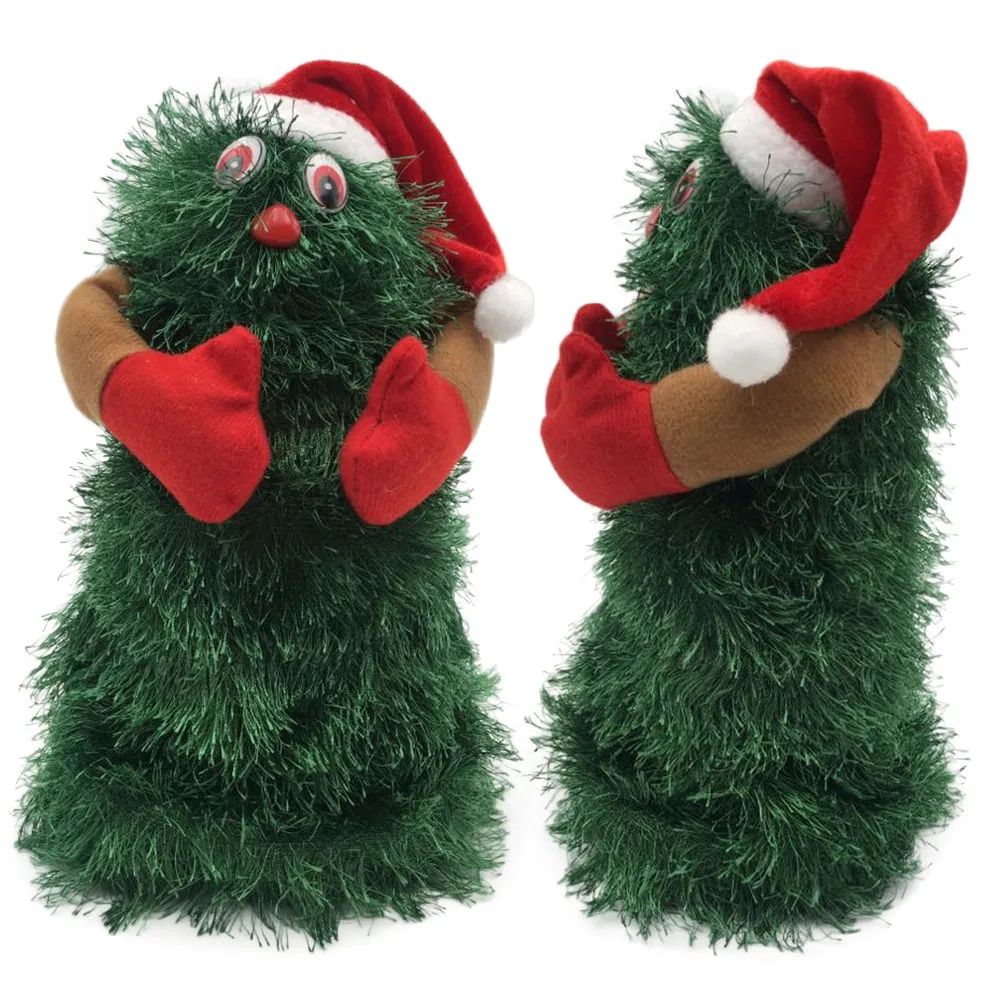 

12Inch Musical Rotating Christmas Decoration Animated Singing Santa Hat Tree Battery Operated Home Office Cafe
