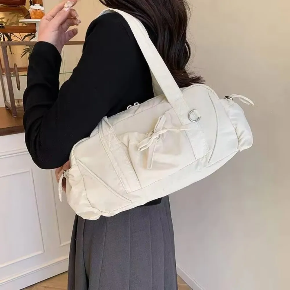 

Casual Bow-adorned Yoga Bag Lightweight Nylon Shopping Outings Bag Large Capacity Travel Bag