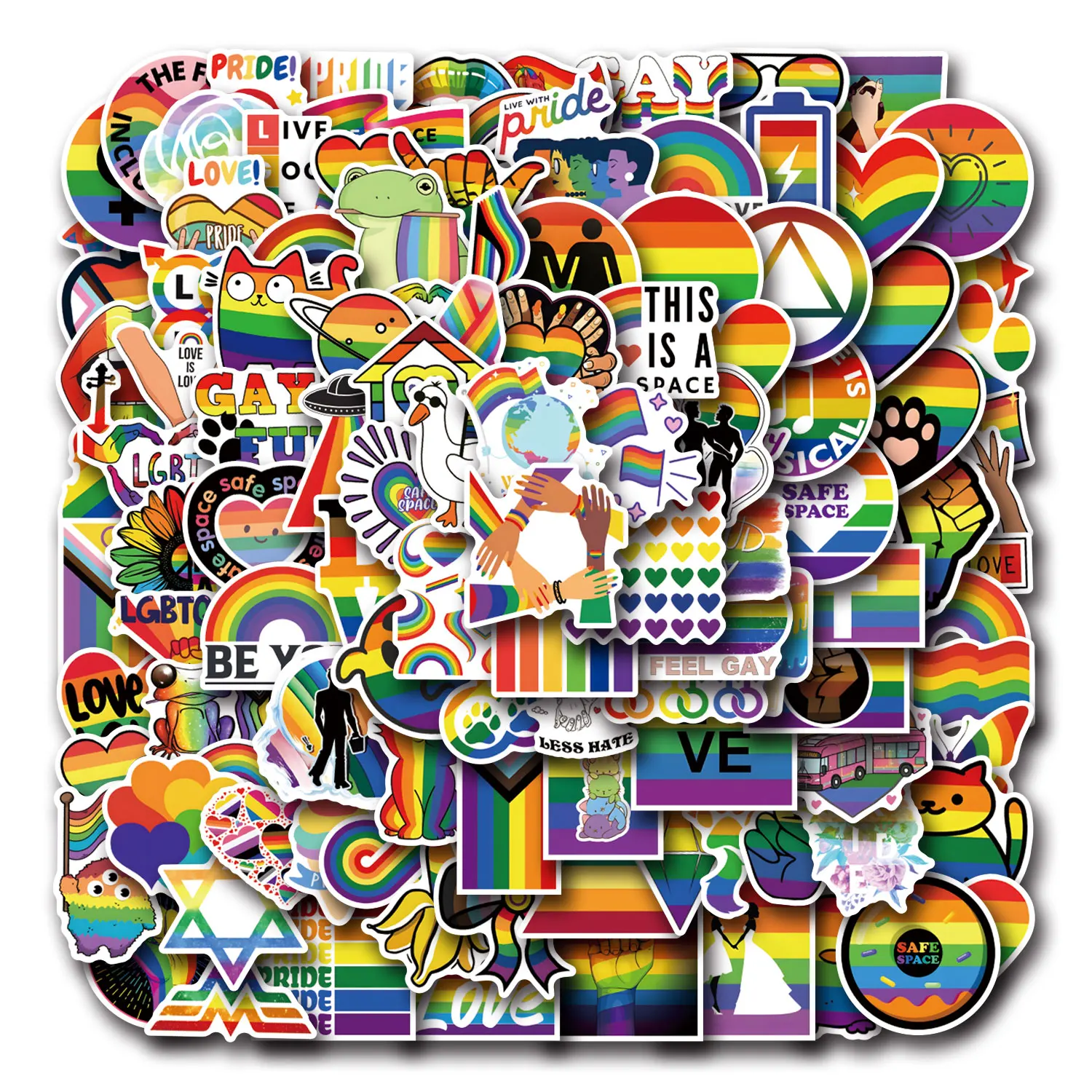 10/50/100 pçs parada do orgulho dos desenhos animados adesivos cor engraçada graffiti decoração diy portátil guitarra telefone skate geladeira brinquedos