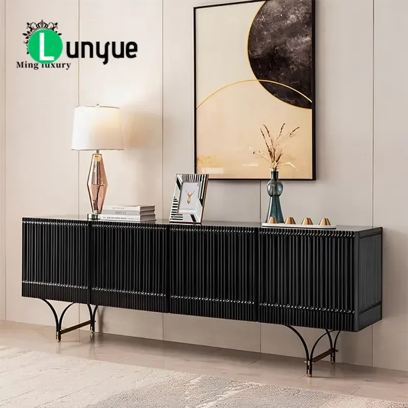 Modern Luxury Italian Design Solid Wood Stainless Steel Living Room Partition Display Cabinet for Villa Apartment Home