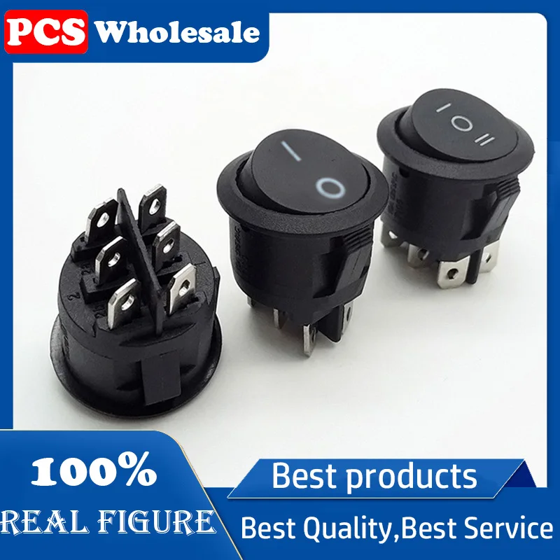 1PC KCD1 23mm Diameter Round Rocker Switches 6 PIN ON-OFF-ON 3 Position Rocker Switch 10A 125VAC