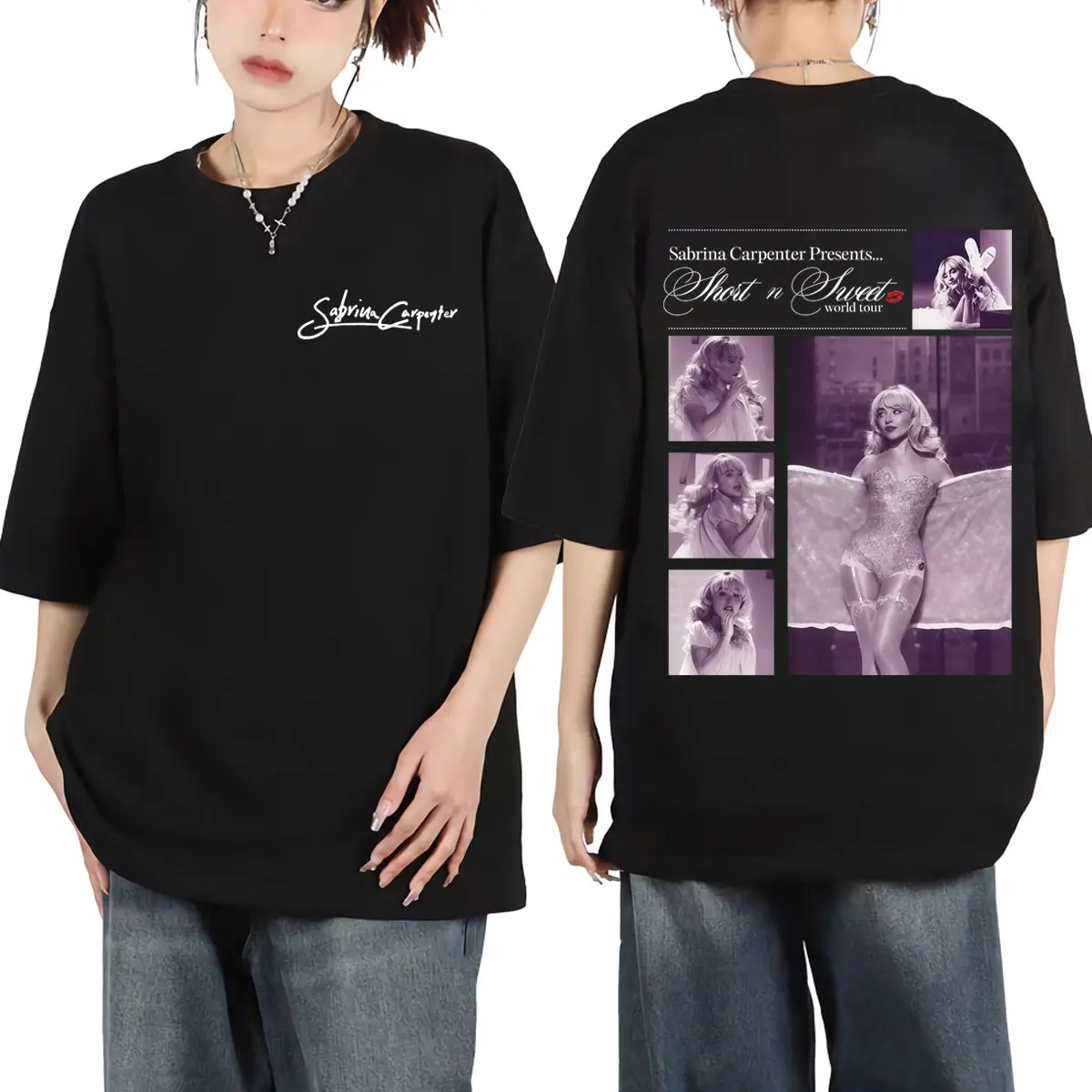 

Sabrina Carpenter World Tour 2025 T-shirt Fashion Y2k Aesthetic Graphic T Shirts Men Women Casual Cotton Short Sleeve T-shirts