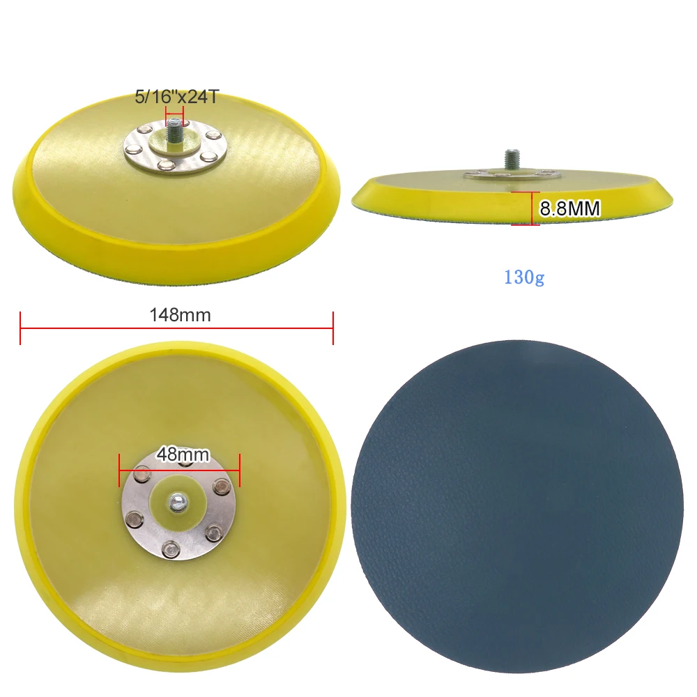 Almohadilla de lijado PSA de vinilo de 6 pulgadas y 150mm para discos autoadhesivos, almohadilla de respaldo para lijadora, accesorios de herramientas eléctricas de rosca de 5/16 "-24