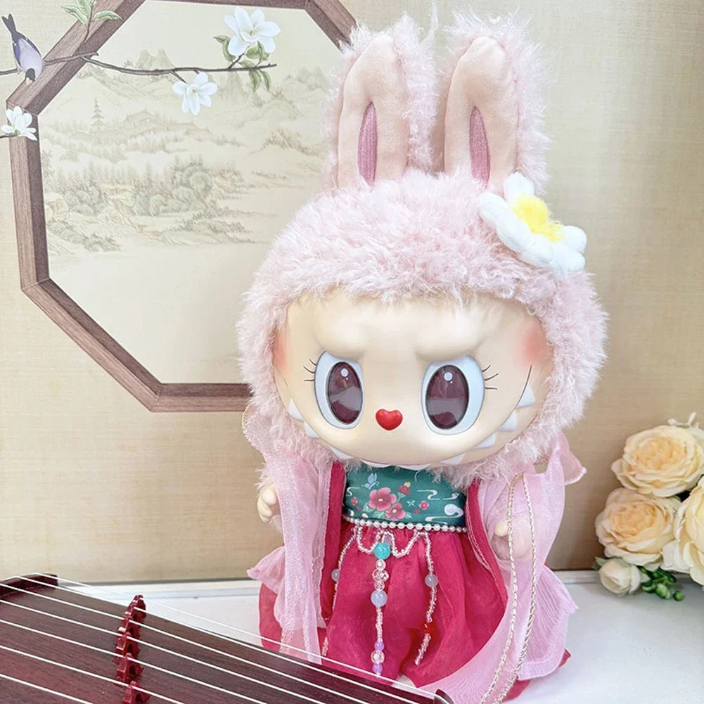 New Year for 38cm Labubu Mokoko Plush Idol Doll Cute Hanfu Chinese Style Coat Set Doll Accessories Ropa Labubu