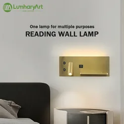 Modern LED Wall Lamp with Wireless Charger Simple Creative USB Interface Night Light Suitable for Living Room Bedroom Study