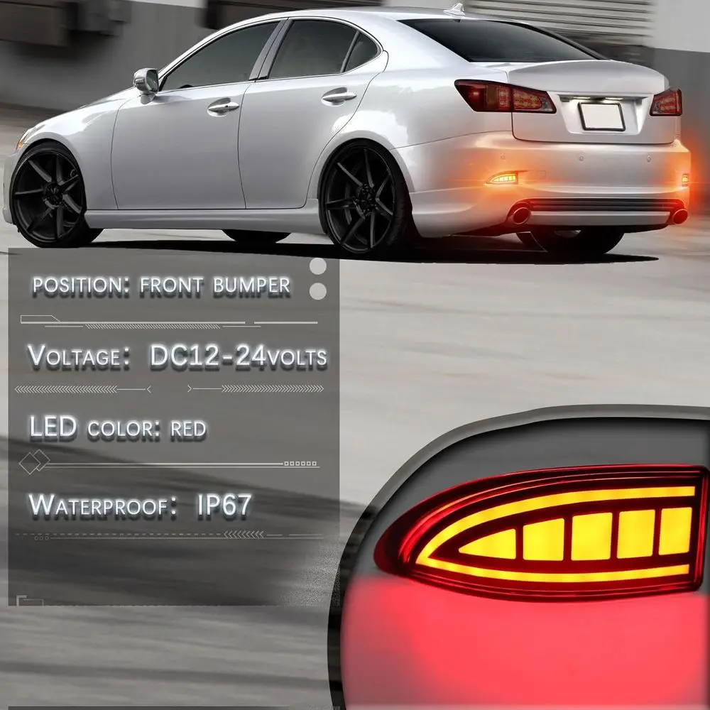 مجموعة المصد الخلفي LED من سلسلة Lexus Gen2 IS مع أضواء متتابعة وأضواء الضباب وDRLs المدخنة
