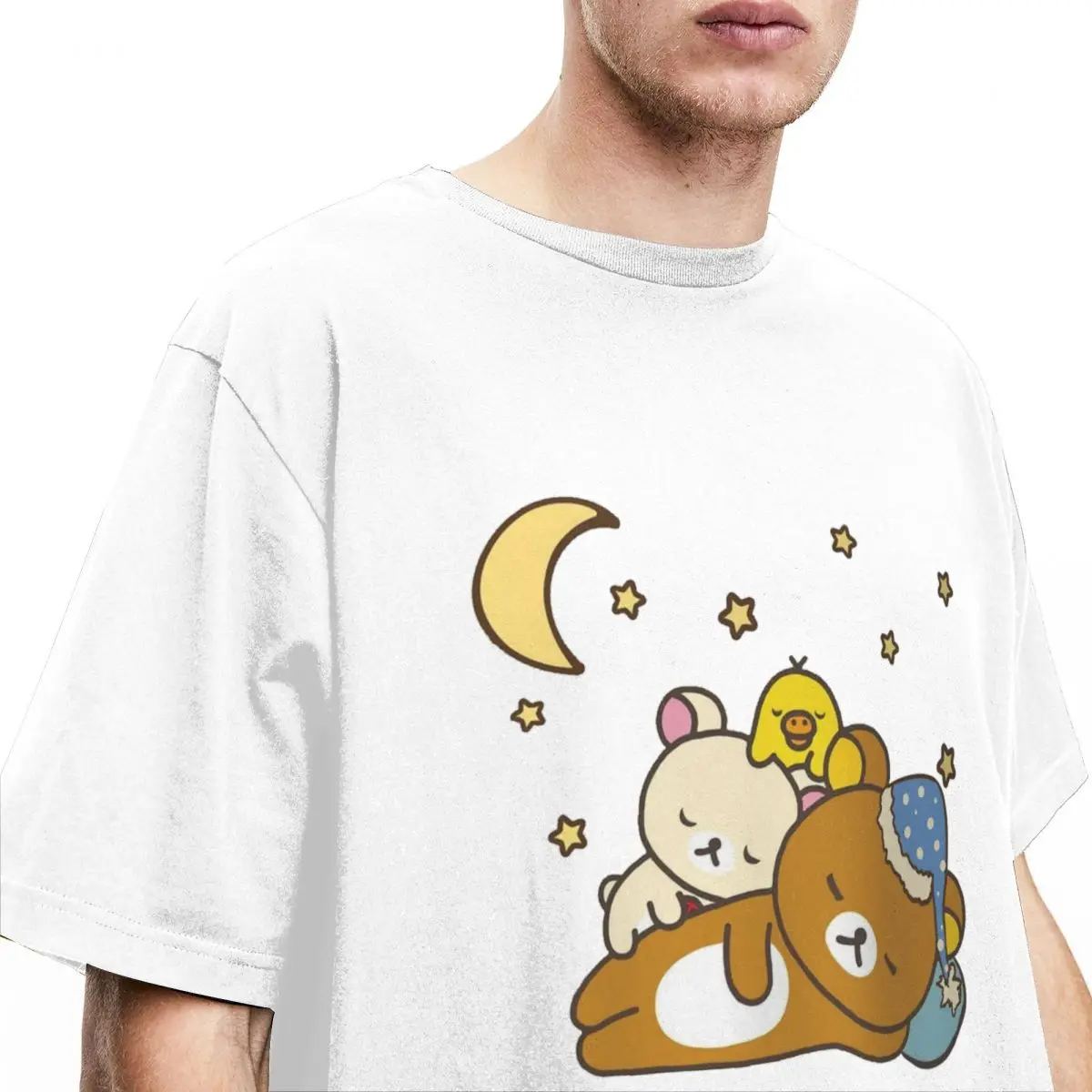 Sleepy Time Bears Rilakkumaเสื้อยืดNovelty Tเสื้อแขนสั้นStreetwear TShirtฤดูร้อนผ้าฝ้ายBreathable OVERSIZE Tees