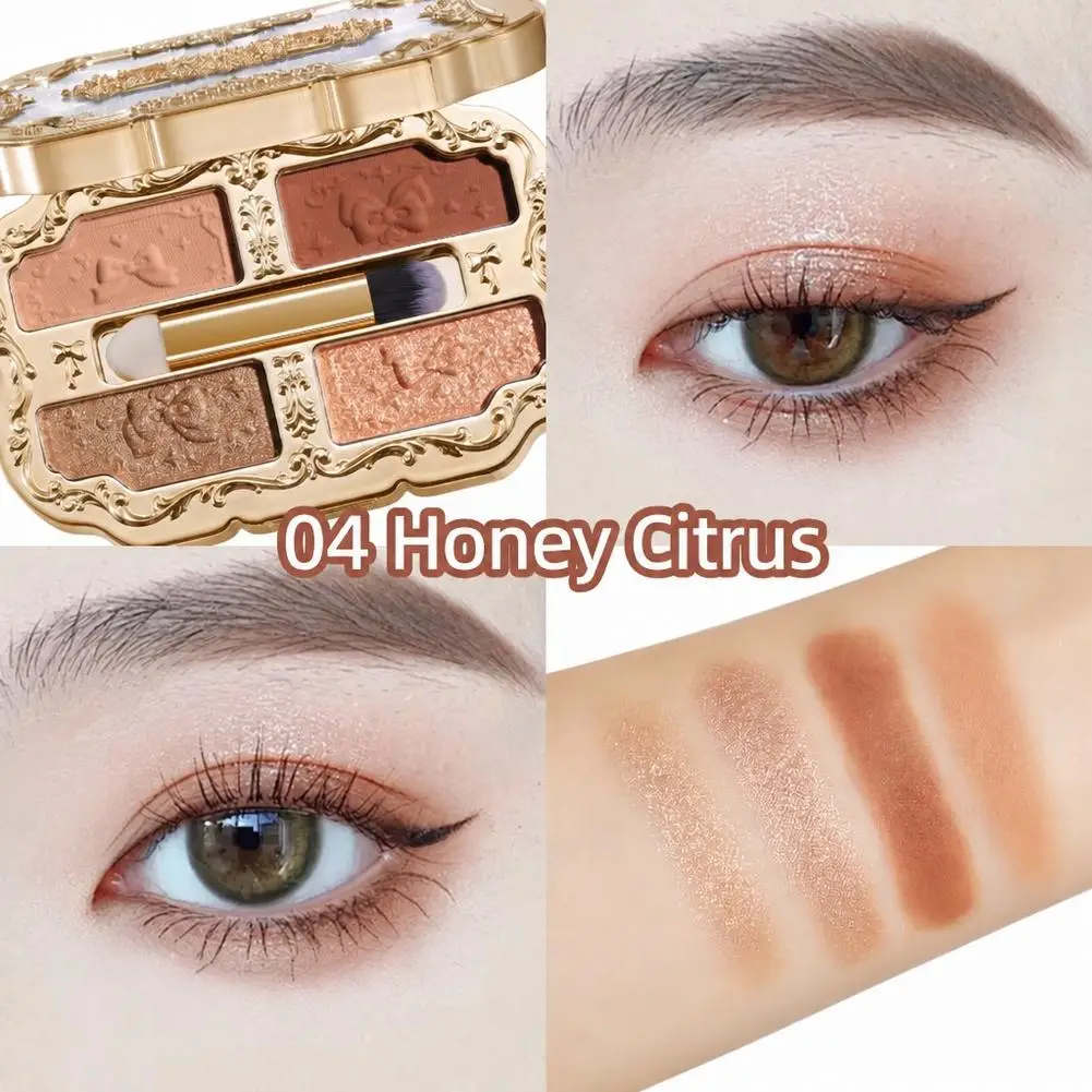 4 Color Eye Shadow Palette Long Lasting Matte Shimmer Finish Eyeshadow Powder Diverse Style Integrated Makeup System