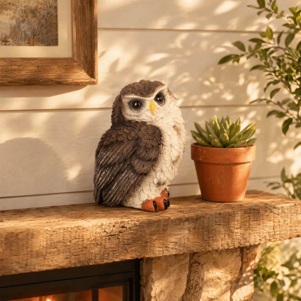 Statues Durable Resin Owl Figurine Resin Exquisite Vivid Owl Decoration Brown Waterproof Owl Craft For Office Decor