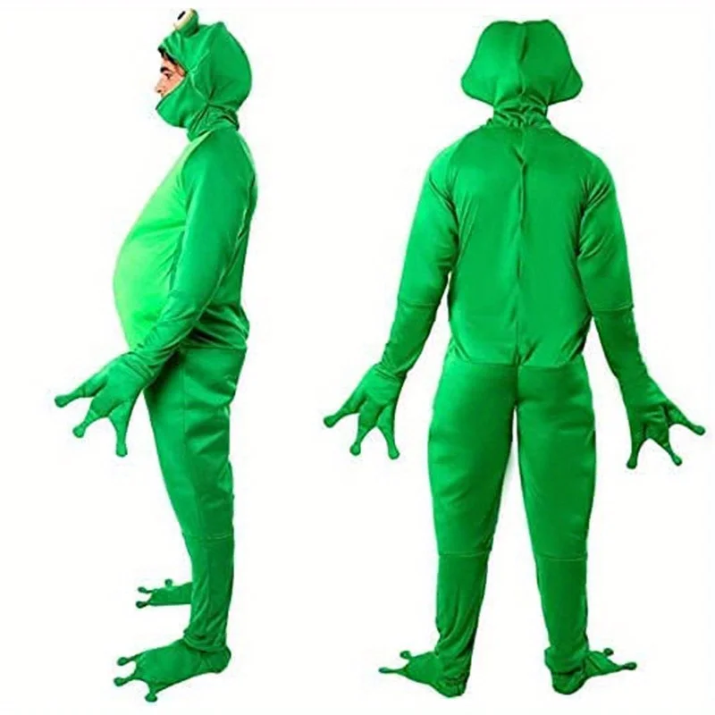 

Frog Prince Costume for Men Funny Animal Jumpsuit Adult Party Outfit Halloween Cosplay