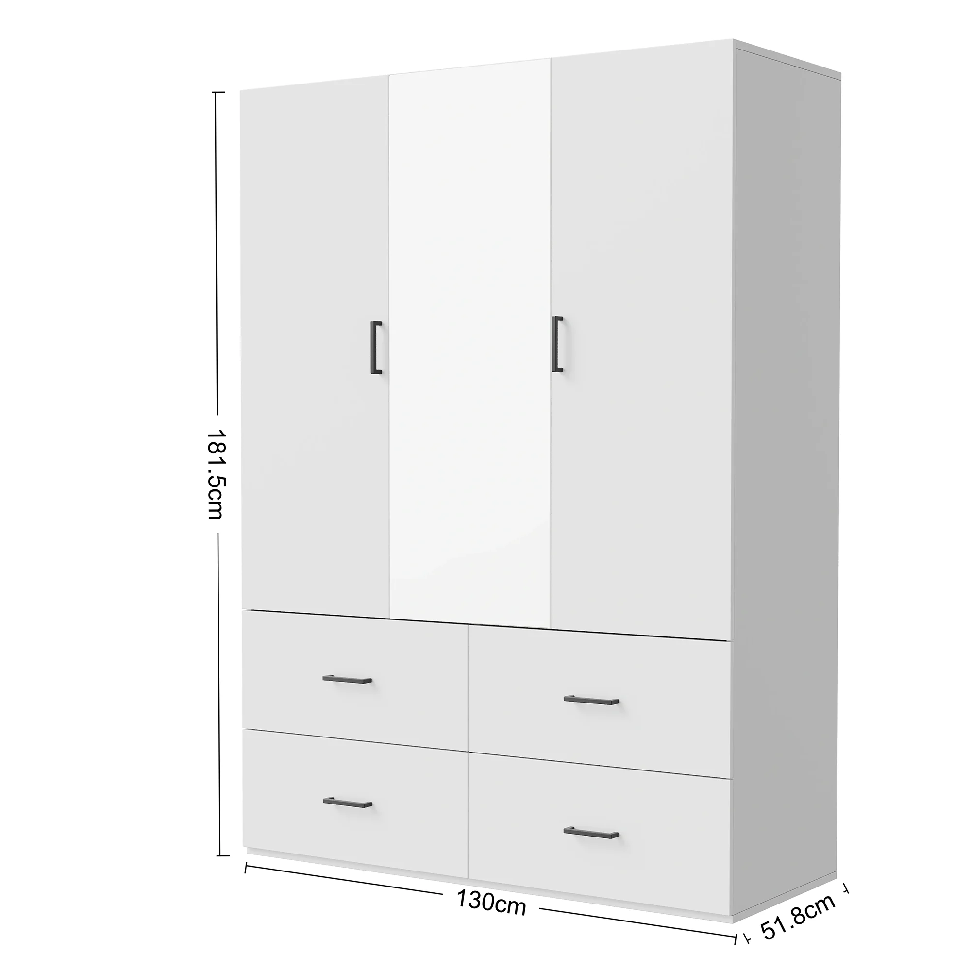 Comanlai kledingkast met spiegel en laden, multifunctionele kast, moderne gangkast met deur, veelzijdige kledingkast voor de slaapkamer
