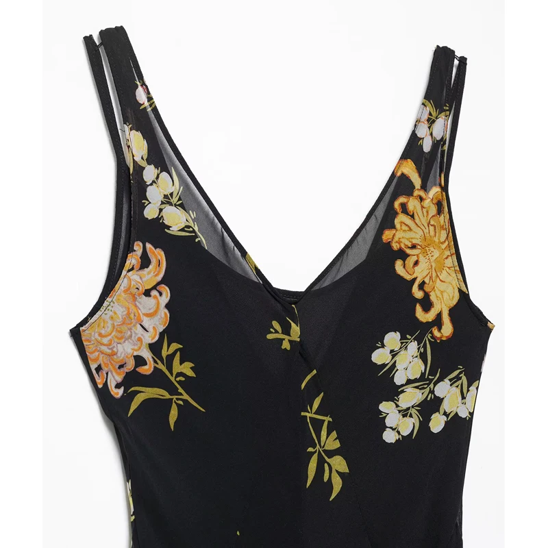 MUJER أسود طباعة فساتين طويلة للنساء زلة عارية الذراعين فستان ماكسي امرأة حزام الشاطئ فستان صيفي امرأة 2025 فساتين سهرة مثيرة