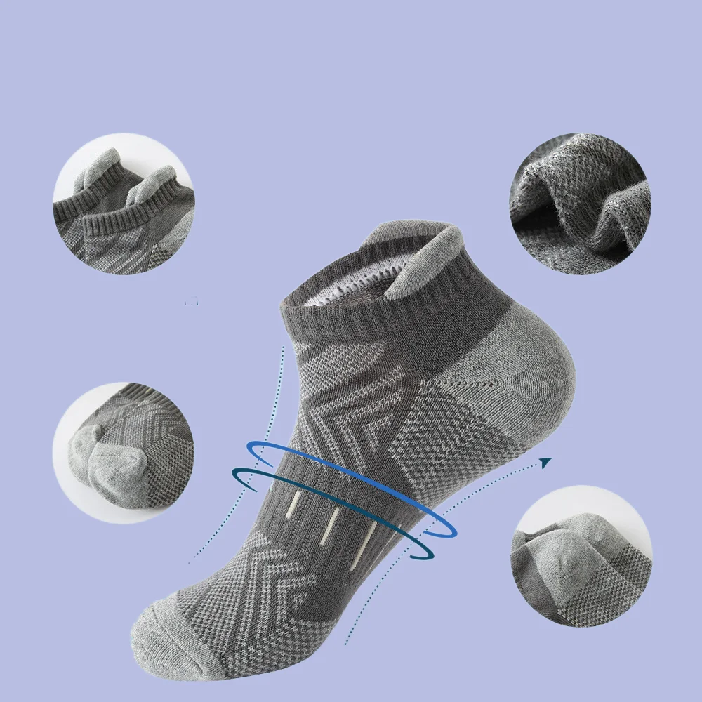 6 Pairs High Quality Men's Sports Short Socks Breathable Deodorant Sweat-Absorbent Boat Socks Street Trend Gym Men's Ankle Socks