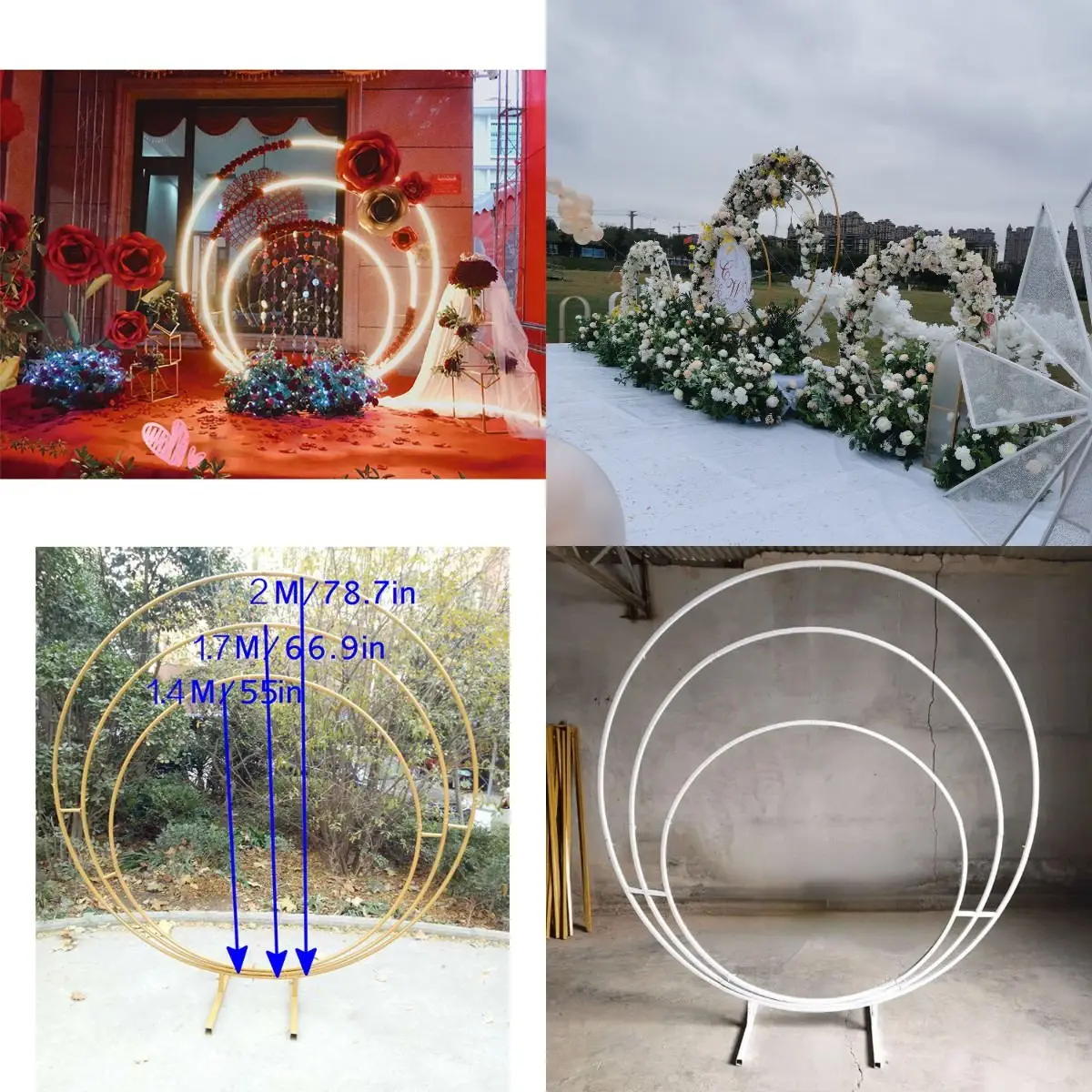 140 170 200 CM Multi-Circle Ring  Metal Arch Outdoor Wedding Flower Stand Christmas Birthday Home Party Backdrop Decoration