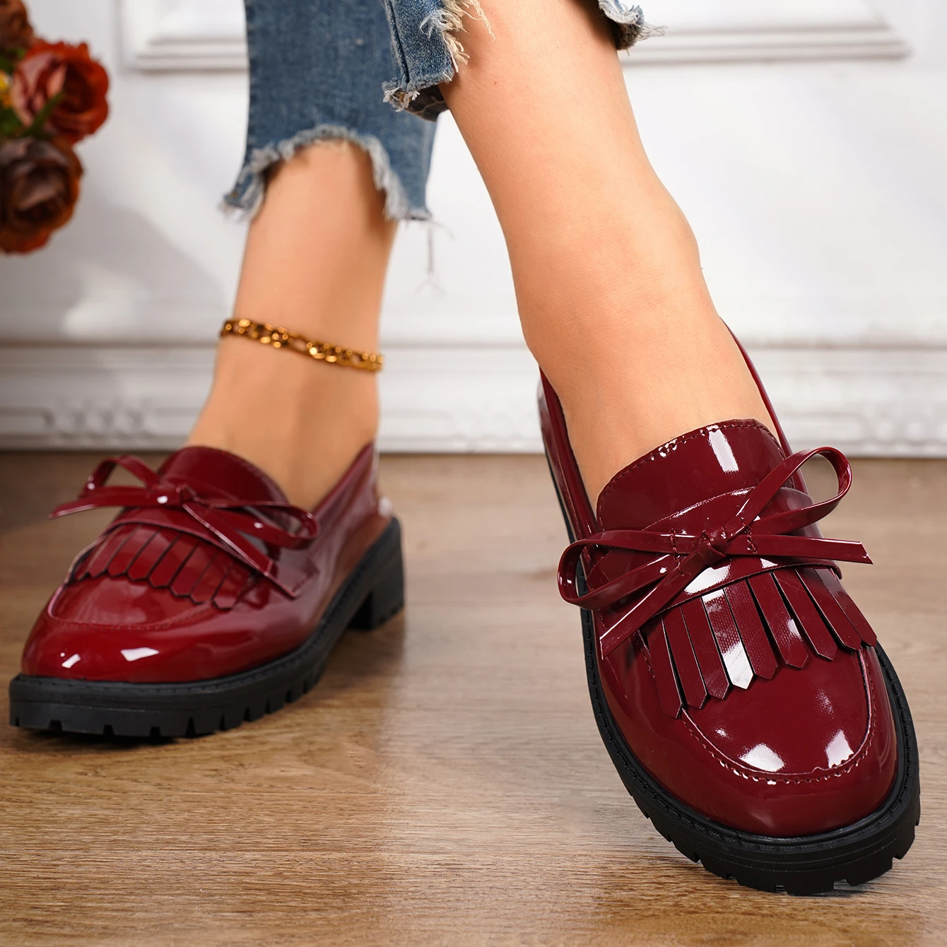 Women Loafers Summer Platform Shoes for Women British Tassel Casual Flats Mary Jane Shoes Woman Walking Shoes Zapatos De Mujer