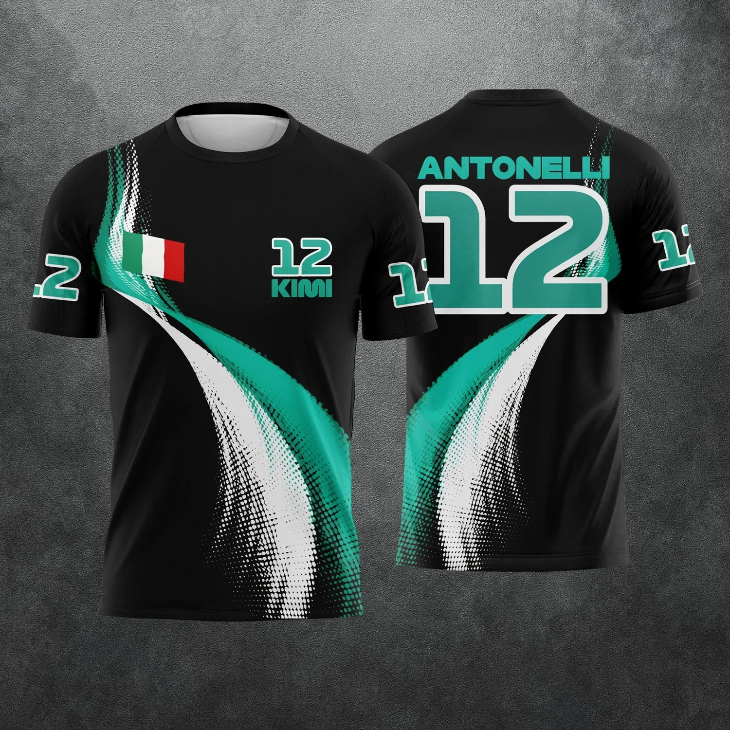 26 Kimi Antonelli und George Russell – T-Shirt mit kurzen Ärmeln für Fans, ein Geschenk, 3D-Druck, atmungsaktive Sportbekleidung für den Außenbereich, Familienbekleidung. – Detail 17