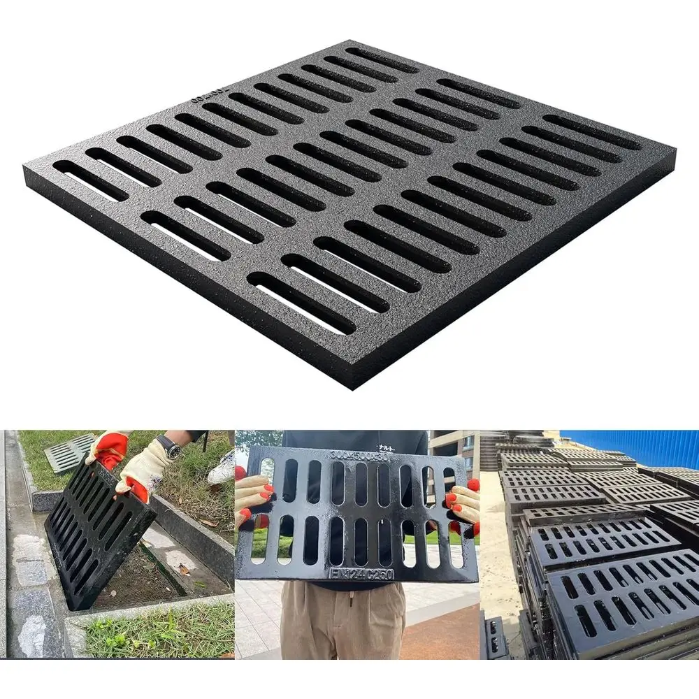 

Drain Grate, 28 * 28in Heavy Duty Outdoor Drain Cover, B125 Class Channel Grate, Metal Sewer Grate, Black Square Drainage Grate