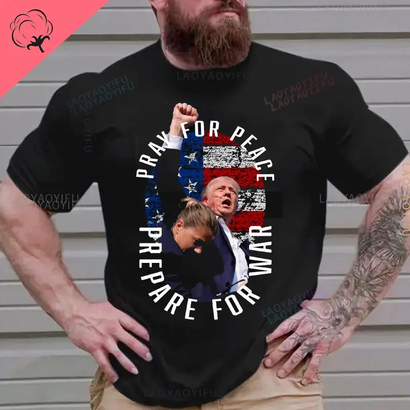 

Male Female Trump Pray for Peace Tshirt Fight Tank T-shirt Donald Trump Fight 2024 Tee Donald Trump ShotFight 100_ Cotton Shirt