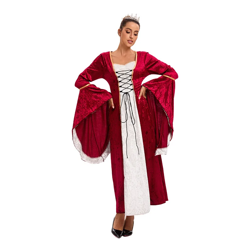 Medieval Renaissance Long Gown Queen Adult loween Stage Performance Costume Vintage Court Dr Ele Women's Faion